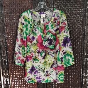 ADIVA Medium Women's Sheer Top Multi Color, Animal Print Green Purple Black Pink